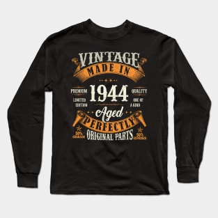 Vintage 80th Birthday Decorations Men Funny 1944 80 Birthday Long Sleeve T-Shirt